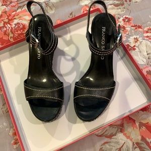 Black wedge sandals